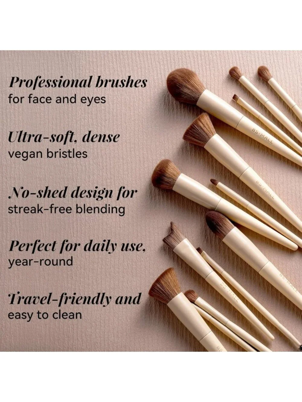 18-Piece Professional Makeup Brush Set with Travel Case | Foundation, Concealer